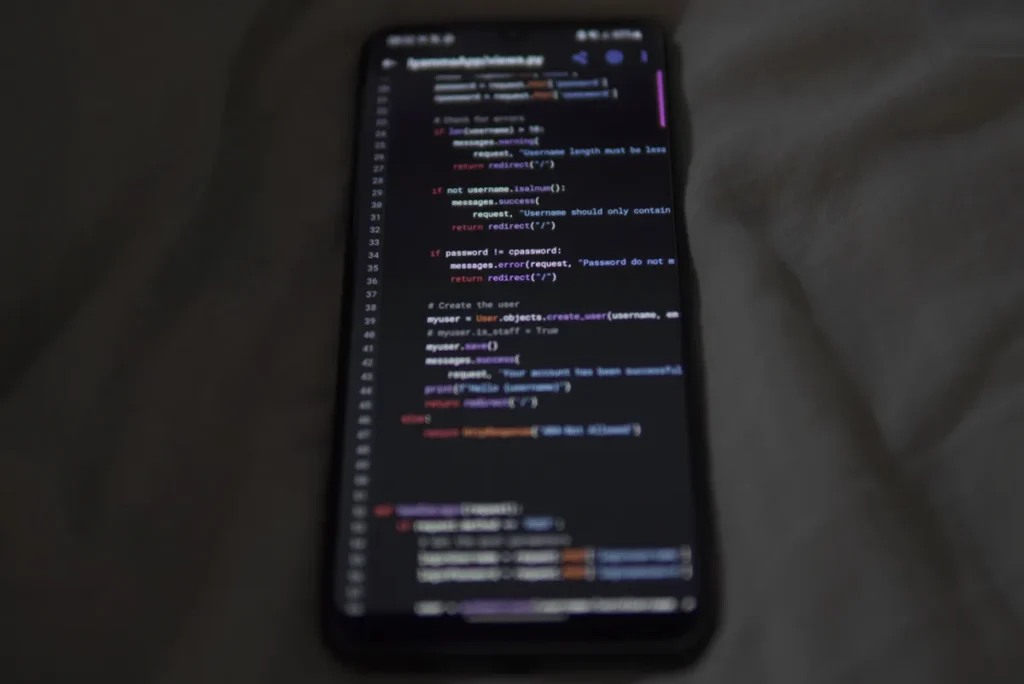 Developpement d'application mobile : interface et code sur smartphone