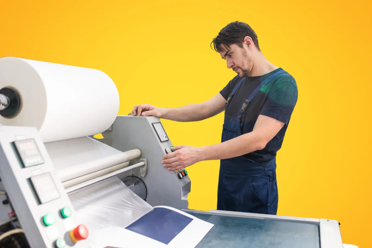Technicien WEBRIM à l’impression grand format de supports print